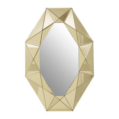 Orsina Kava Octagonal Wall Mirror – Gold Frame Geometric Accent Mirror