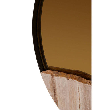Orsina Relic Large Round Mirror – Petrified Wood Tile Wall Decor