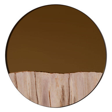Orsina Relic Large Round Mirror – Petrified Wood Tile Wall Decor