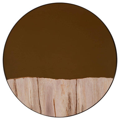 Orsina Relic Large Round Mirror – Petrified Wood Tile Wall Decor
