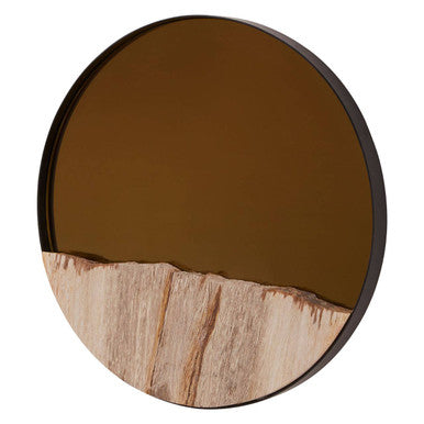 Orsina Relic Round Mirror – Petrified Wood Tile Wall Decor, 12"
