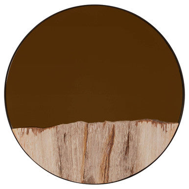 Orsina Relic Round Mirror – Petrified Wood Tile Wall Decor, 12"