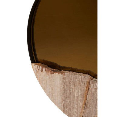 Orsina Relic Round Mirror – Petrified Wood Tile Wall Decor, 12"