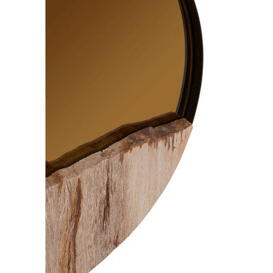 Orsina Relic Round Mirror – Petrified Wood Tile Wall Decor, 12"