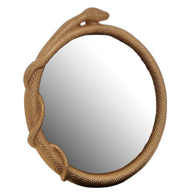 Orsina Serpent Round Wall Mirror – Gold Sculptural Accent Mirror