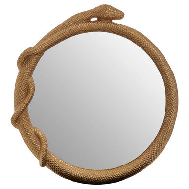 Orsina Serpent Round Wall Mirror – Gold Sculptural Accent Mirror
