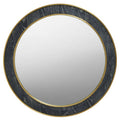 Orsina Lena Round Wall Mirror – Black and Gold Oak Veneer Accent