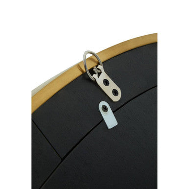Orsina Lena Round Wall Mirror – Black and Gold Oak Veneer Accent