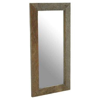Orsina Malay Recycled Elm Wood Wall Mirror – Textured Rustic Decor
