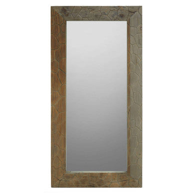 Orsina Malay Recycled Elm Wood Wall Mirror – Textured Rustic Decor
