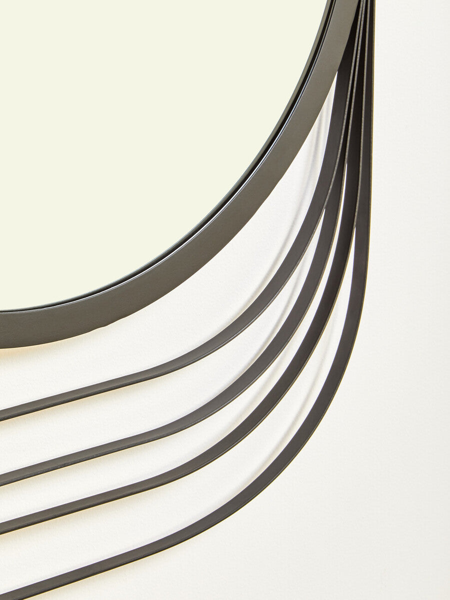 Orsina Trento Concentric Wall Mirror – Round Black Sculptural Design