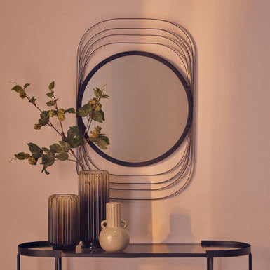 Orsina Trento Concentric Wall Mirror – Round Black Sculptural Design
