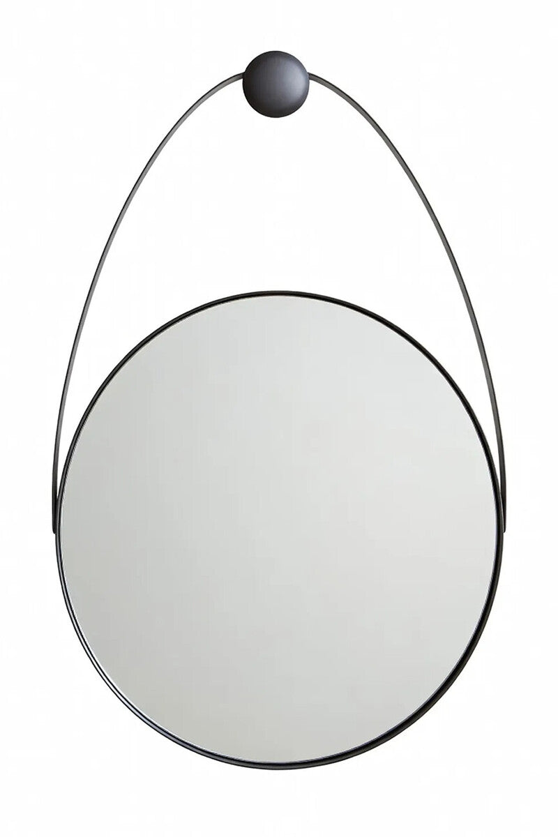 Orsina Trento Round Wall Mirror – Black Frame with Hanging Loop