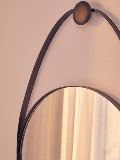 Orsina Trento Round Wall Mirror – Black Frame with Hanging Loop