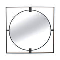 Orsina Trento Large Square Black Metal Wall Mirror with Round Insert