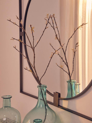 Orsina Trento Large Square Black Metal Wall Mirror with Round Insert
