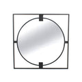 Orsina Trento Small Square Black Metal Wall Mirror with Round Insert