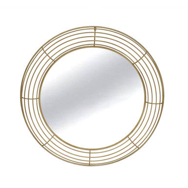 Orsina Trento Round Wall Mirror – Antique Gold Sculpted Frame, 24"