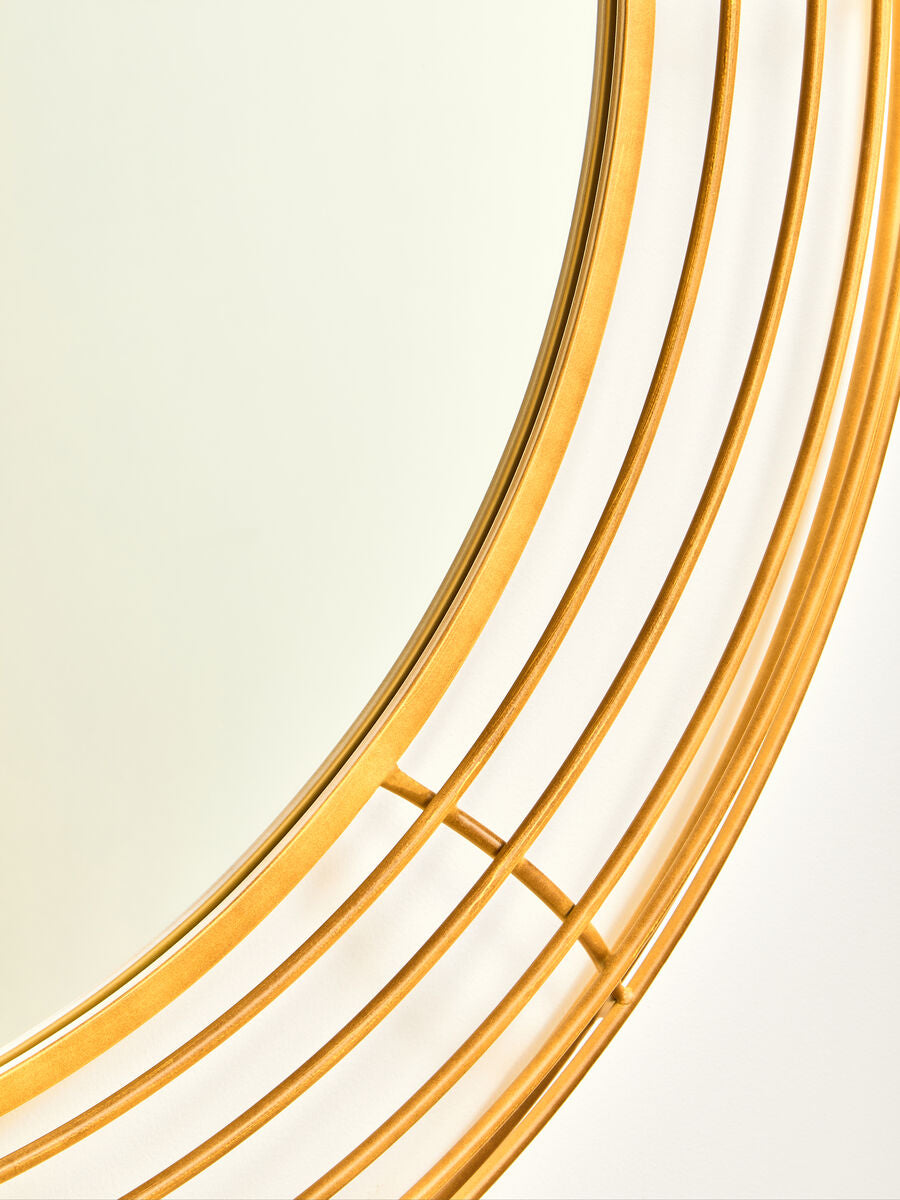 Orsina Trento Round Wall Mirror – Antique Gold Sculpted Frame, 24"
