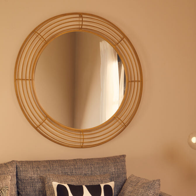 Orsina Trento Round Wall Mirror – Antique Gold Sculpted Frame, 24"