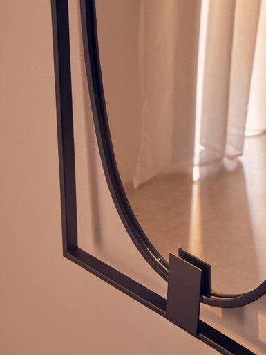 Orsina Trento Black Rectangular Wall Mirror – Modern Geometric Metal