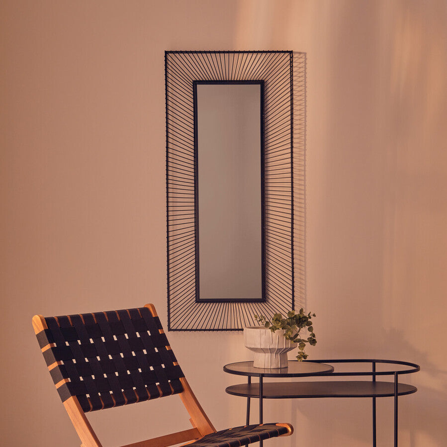 Orsina Trento Wall Mirror – Black Metal Frame with Bevelled Glass