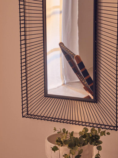 Orsina Trento Wall Mirror – Black Metal Frame with Bevelled Glass