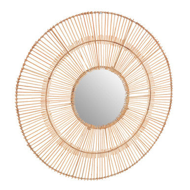 Orsina Batu Natural Rattan Wall Mirror – Sunburst Boho Mirror Decor