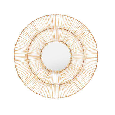 Orsina Batu Natural Rattan Wall Mirror – Sunburst Boho Mirror Decor