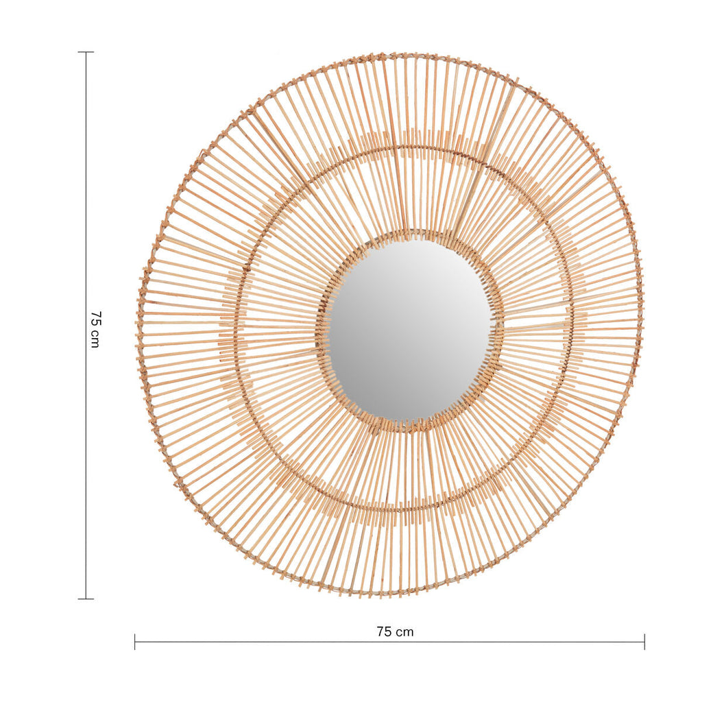Orsina Batu Natural Rattan Wall Mirror – Sunburst Boho Mirror Decor