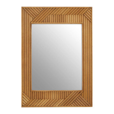 Orsina Jakara Natural Wall Mirror – Carved Wooden Frame, Japandi Style