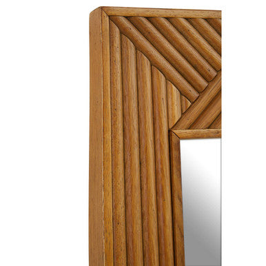 Orsina Jakara Natural Wall Mirror – Carved Wooden Frame, Japandi Style