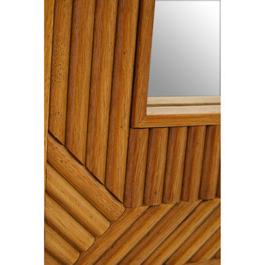 Orsina Jakara Natural Wall Mirror – Carved Wooden Frame, Japandi Style