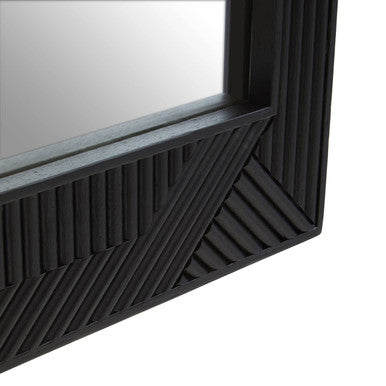 Orsina Jakara Black Wall Mirror – Geometric Rectangular Accent Mirror