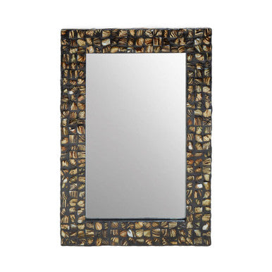 Orsina Branna Mother of Pearl Rectangular Wall Mirror – Mosaic Frame