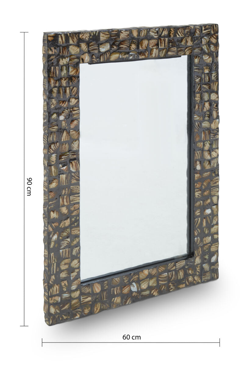 Orsina Branna Mother of Pearl Rectangular Wall Mirror – Mosaic Frame