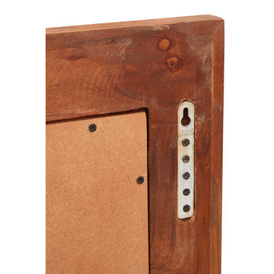Orsina Boho Acacia Wood Wall Mirror | Floral Embossed Metal Detail