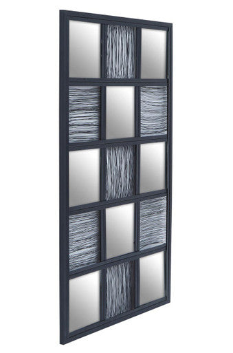 Orsina Enzo Black Wire Wall Mirror – Modern Geometric Checked Design