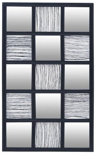 Orsina Enzo Black Wire Wall Mirror – Modern Geometric Checked Design
