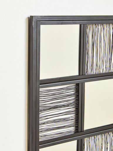 Orsina Enzo Black Wire Wall Mirror – Modern Geometric Checked Design