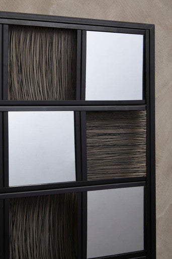 Orsina Enzo Black Wire Wall Mirror – Modern Geometric Checked Design