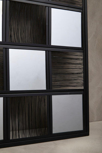 Orsina Enzo Black Wire Wall Mirror – Modern Geometric Checked Design