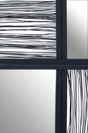Orsina Enzo Black Wire Wall Mirror – Modern Geometric Checked Design
