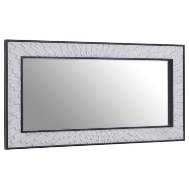 Orsina Milan Elm Wood Wall Mirror – Grey and White Textured Finish