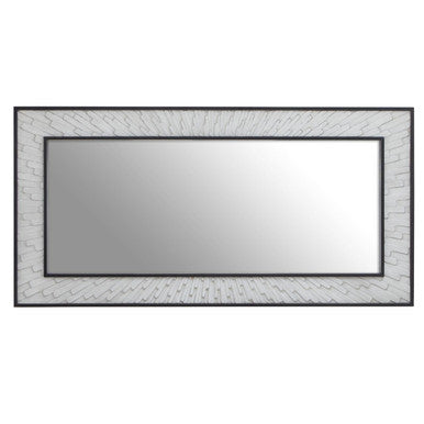 Orsina Milan Elm Wood Wall Mirror – Grey and White Textured Finish