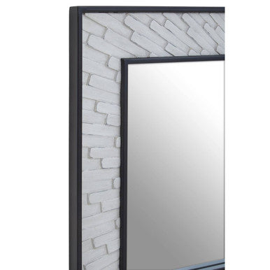Orsina Milan Elm Wood Wall Mirror – Grey and White Textured Finish
