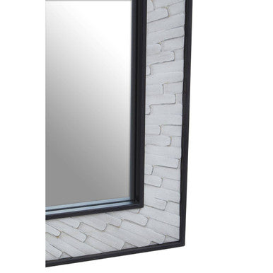 Orsina Milan Elm Wood Wall Mirror – Grey and White Textured Finish