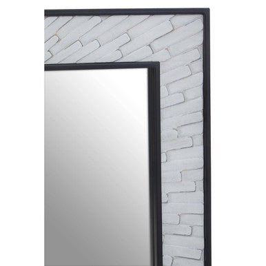 Orsina Milan Elm Wood Wall Mirror – Grey and White Textured Finish