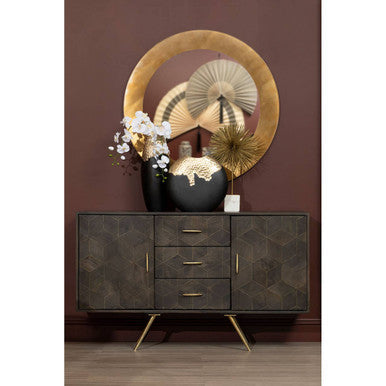 Orsina Grenoble Round Wall Mirror – Brushed Gold Stainless Steel