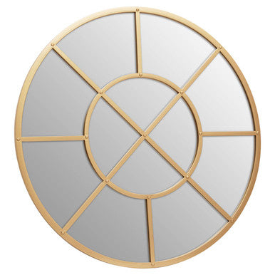 Orsina Descartes Gold Round Wall Mirror | Geometric Metal Frame